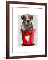 Bulldog Bucket of Love Red-Fab Funky-Framed Art Print