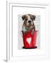 Bulldog Bucket of Love Red-Fab Funky-Framed Art Print