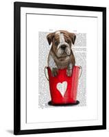 Bulldog Bucket of Love Red-Fab Funky-Framed Art Print