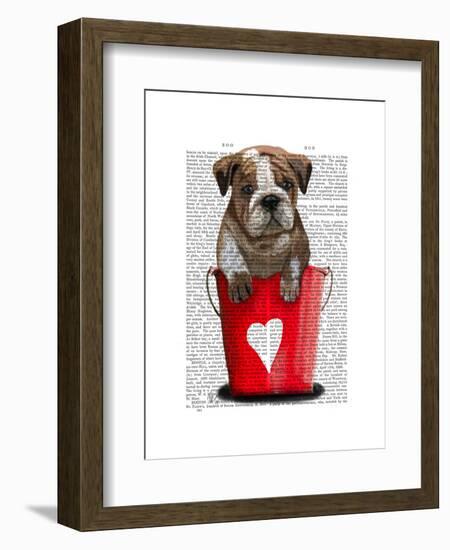 Bulldog Bucket of Love Red-Fab Funky-Framed Art Print