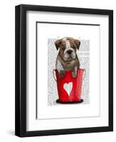 Bulldog Bucket of Love Red-Fab Funky-Framed Art Print