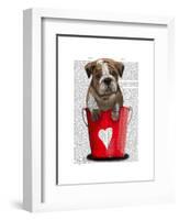 Bulldog Bucket of Love Red-Fab Funky-Framed Art Print