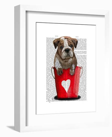 Bulldog Bucket of Love Red-Fab Funky-Framed Art Print