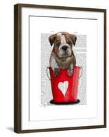 Bulldog Bucket of Love Red-Fab Funky-Framed Art Print