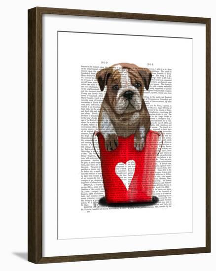 Bulldog Bucket of Love Red-Fab Funky-Framed Art Print