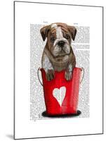 Bulldog Bucket of Love Red-Fab Funky-Mounted Art Print