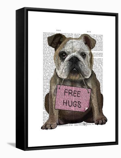 Bulldog Free Hugs-Fab Funky-Framed Stretched Canvas