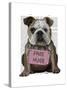 Bulldog Free Hugs-Fab Funky-Stretched Canvas