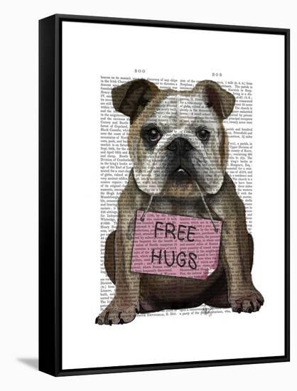 Bulldog Free Hugs-Fab Funky-Framed Stretched Canvas