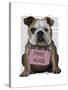 Bulldog Free Hugs-Fab Funky-Stretched Canvas