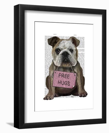 Bulldog Free Hugs-Fab Funky-Framed Art Print