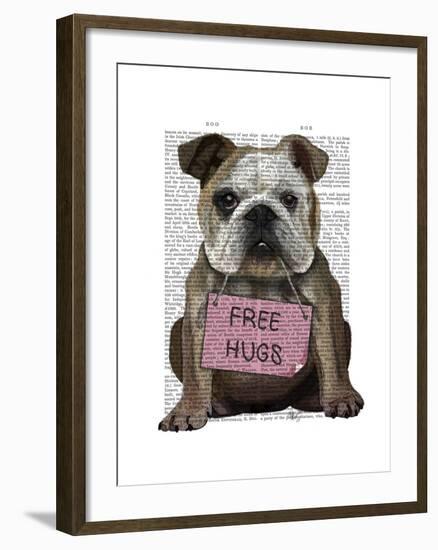 Bulldog Free Hugs-Fab Funky-Framed Art Print