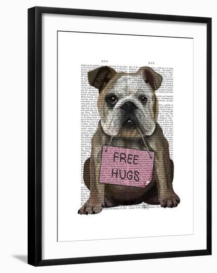 Bulldog Free Hugs-Fab Funky-Framed Art Print