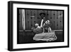 Bulldog, Master, and Pup-null-Framed Art Print