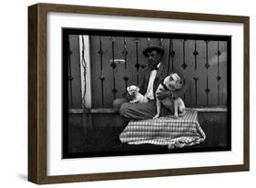 Bulldog, Master, and Pup-null-Framed Art Print