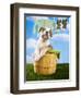 Bulldog Puppy in Laundry Basket-Lew Robertson-Framed Photographic Print