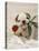 Bulldog Puppy with Rose in Mouth-null-Stretched Canvas