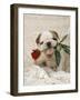 Bulldog Puppy with Rose in Mouth-null-Framed Photographic Print