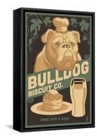 Bulldog - Retro Bisquit Ad-Lantern Press-Framed Stretched Canvas