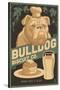 Bulldog - Retro Bisquit Ad-Lantern Press-Stretched Canvas