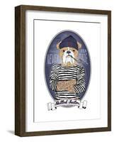 Bulldog Sailor with Tattoo-Olga Angellos-Framed Art Print