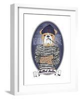 Bulldog Sailor with Tattoo-Olga Angellos-Framed Art Print