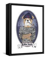 Bulldog Sailor with Tattoo-Olga Angellos-Framed Stretched Canvas