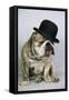 Bulldog Wearing Bowler Hat-null-Framed Stretched Canvas