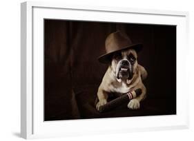 Bulldog With Hat And Cigar-feeferlump-Framed Photographic Print