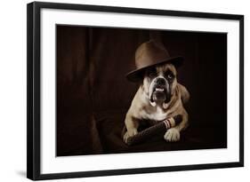 Bulldog With Hat And Cigar-feeferlump-Framed Photographic Print