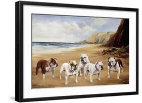 Bulldogs on a Beach-R. Ward Binks-Framed Giclee Print