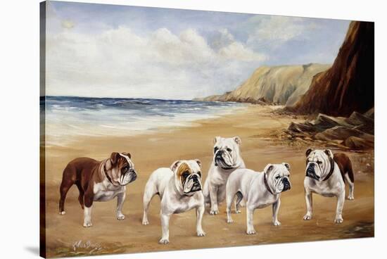 Bulldogs on a Beach-R. Ward Binks-Stretched Canvas