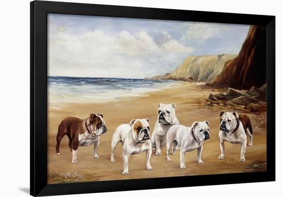 Bulldogs on a Beach-R. Ward Binks-Framed Giclee Print