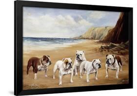 Bulldogs on a Beach-R. Ward Binks-Framed Giclee Print