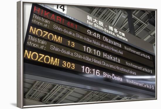 Bullet Train Departure Board, Kyoto, Japan-Stuart Black-Framed Photographic Print