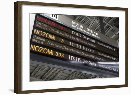 Bullet Train Departure Board, Kyoto, Japan-Stuart Black-Framed Photographic Print