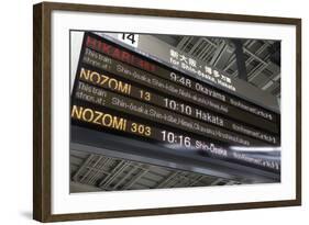 Bullet Train Departure Board, Kyoto, Japan-Stuart Black-Framed Photographic Print