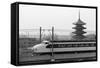 Bullet Train Running past Pagodas-null-Framed Stretched Canvas