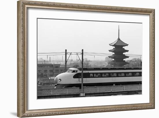 Bullet Train Running past Pagodas-null-Framed Photographic Print