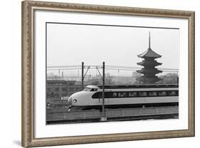 Bullet Train Running past Pagodas-null-Framed Photographic Print