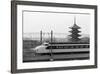 Bullet Train Running past Pagodas-null-Framed Photographic Print