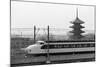 Bullet Train Running past Pagodas-null-Mounted Photographic Print