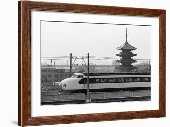 Bullet Train Running past Pagodas-null-Framed Photographic Print