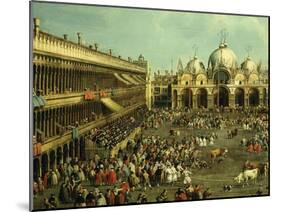 Bullfight in St Mark's Square, Venice, Italy, by Canaletto and Giovanni Battista Cimaroli-Canaletto-Mounted Giclee Print
