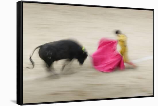 Bullfight in the Plaza De Toros Monumental De Las Ventas-Jon Hicks-Framed Stretched Canvas