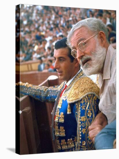 Bullfighter Antonio Ordonez in Bull Ring at El Escorial with Novelist Ernest Hemingway-Loomis Dean-Stretched Canvas