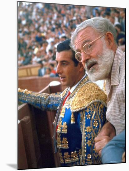 Bullfighter Antonio Ordonez in Bull Ring at El Escorial with Novelist Ernest Hemingway-Loomis Dean-Mounted Premium Photographic Print