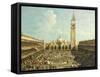 Bullfighting or Bull Hunting in Piazza San Marco-Giovanni Antonio Canal-Framed Stretched Canvas