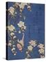 Bullfinch and weeping cherry-tree, pub. c.1834-Katsushika Hokusai-Stretched Canvas