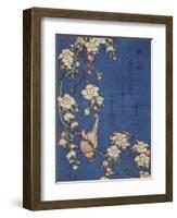 Bullfinch and weeping cherry-tree, pub. c.1834-Katsushika Hokusai-Framed Giclee Print